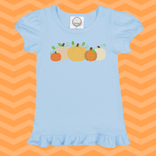 5 pumpkins with leaves sketch design