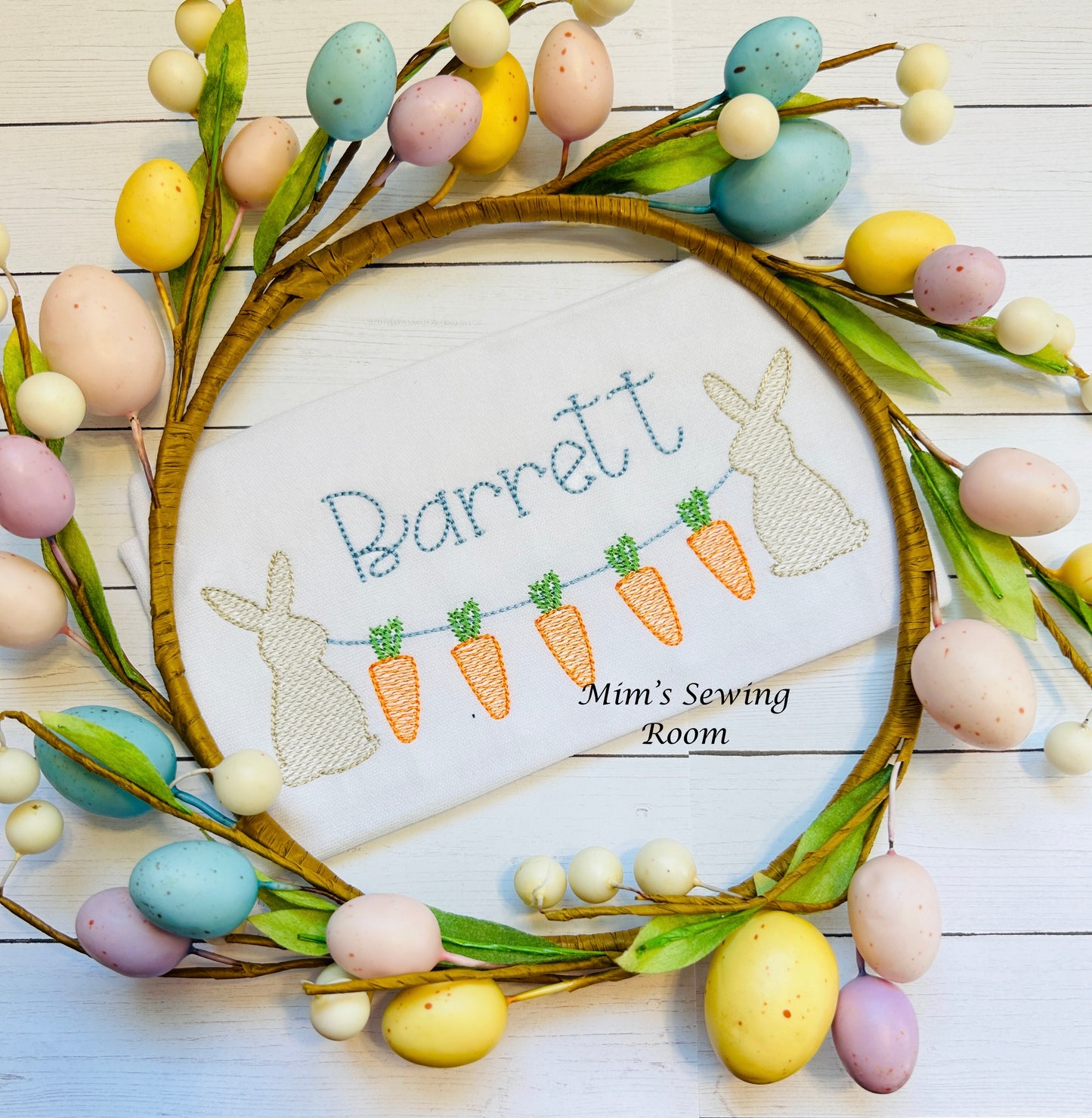 Bunny with carrots on string