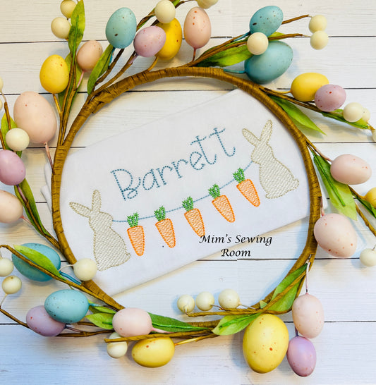 Bunny with carrots on string