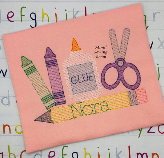 Back to school supplies design (pastel))