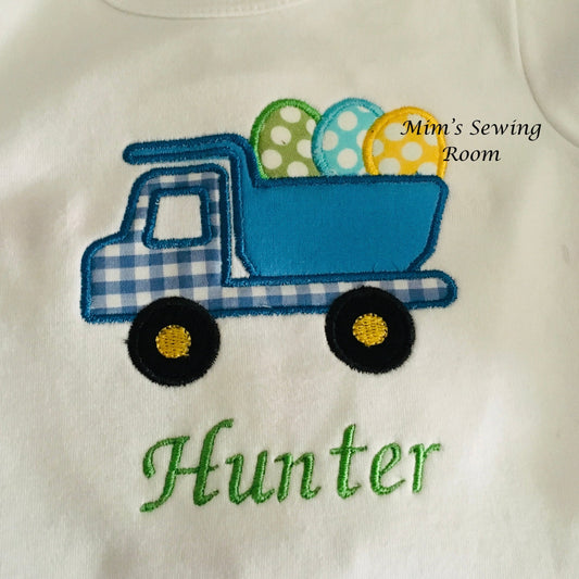 Dump truck with eggs