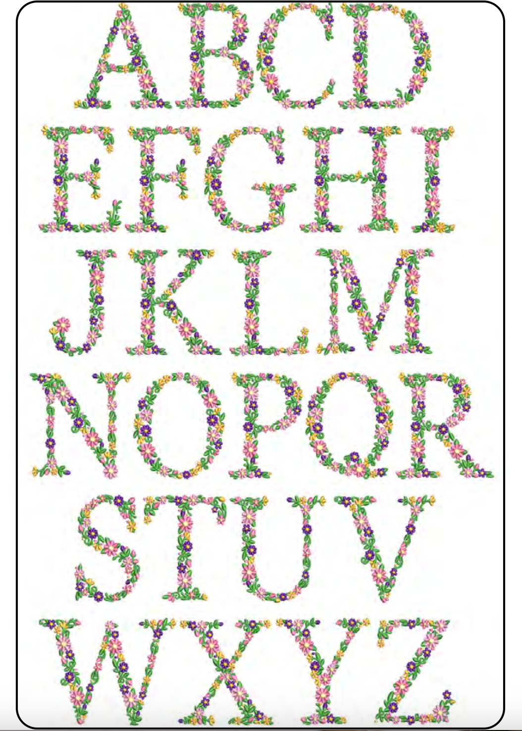 English floral alphabet
