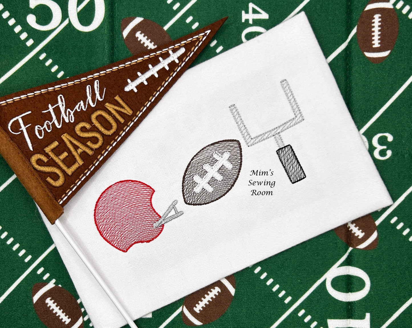 Football, goalpost, and football