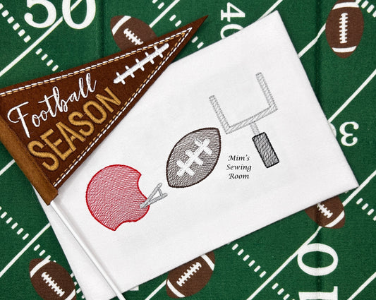 Football, goalpost, and football