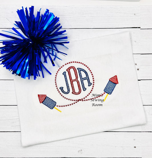 Fourth of July Rocket Monogram Frame