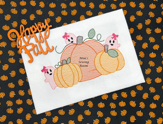 Pumpkins with peeking ghosts