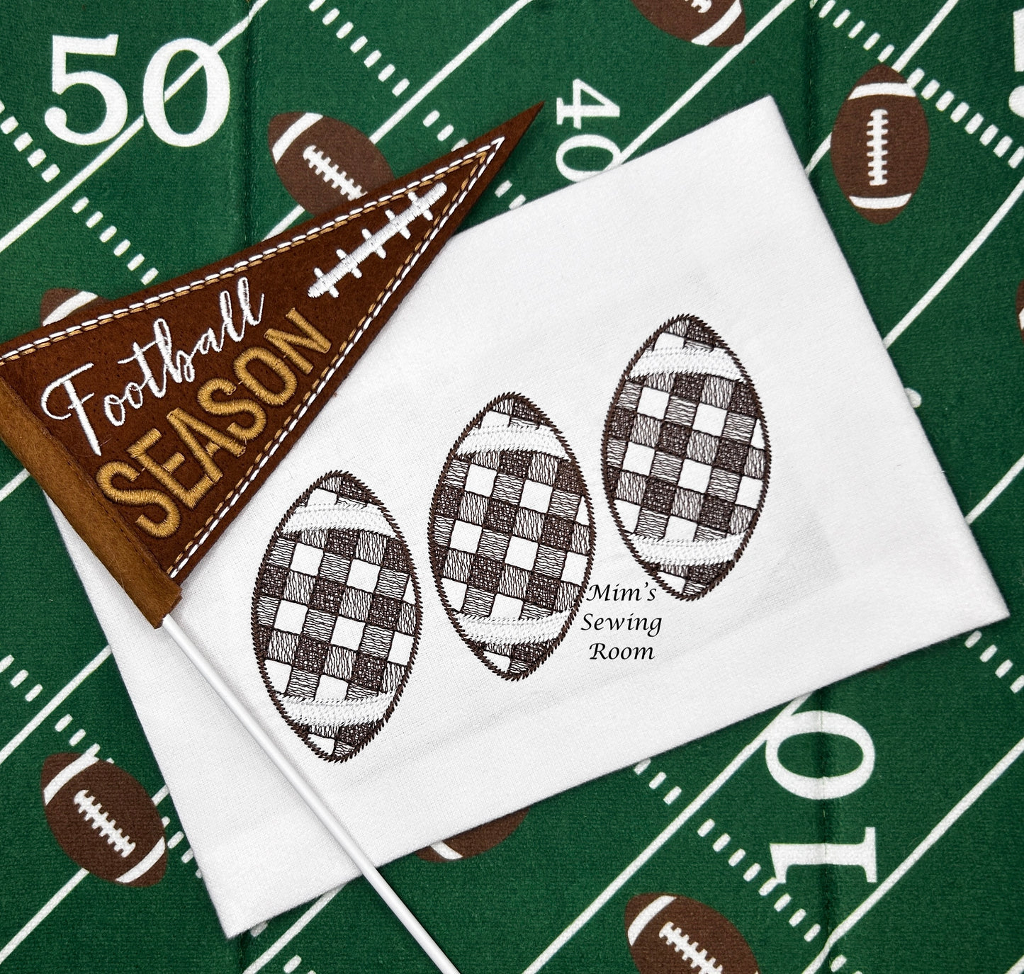 Football trio gingham pattern