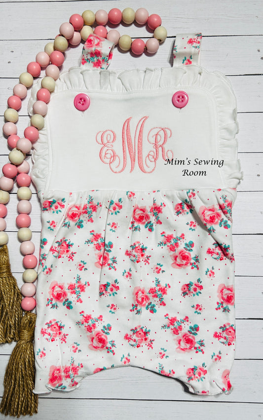 Floral monogrammed sunsuit