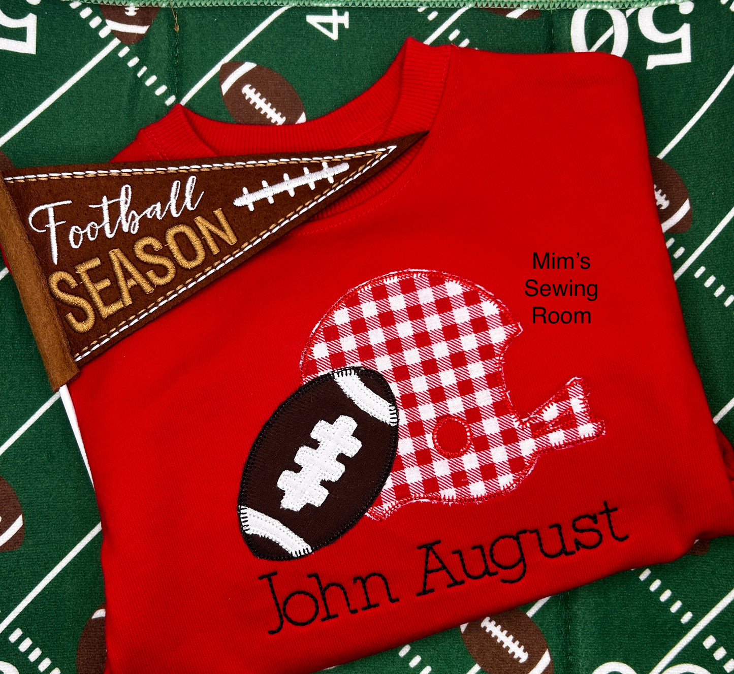 Applique football and helmet