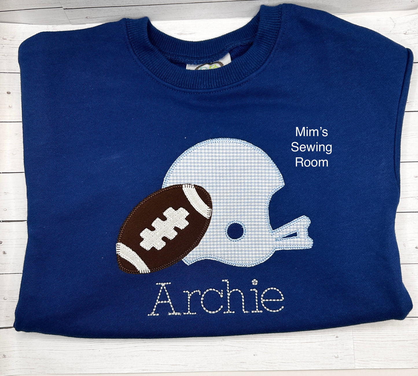 Applique football and helmet