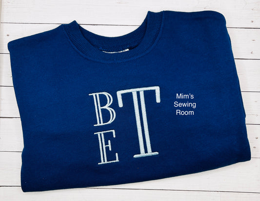 Stacked 3 initial monogram