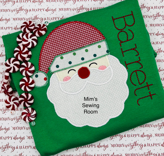 Santa face applique zig zag