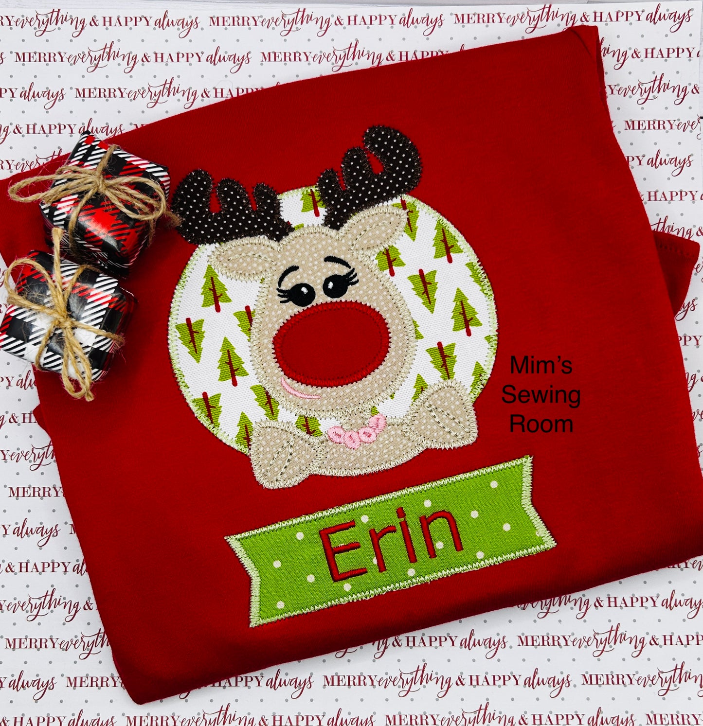 Girl circle reindeer with banner name
