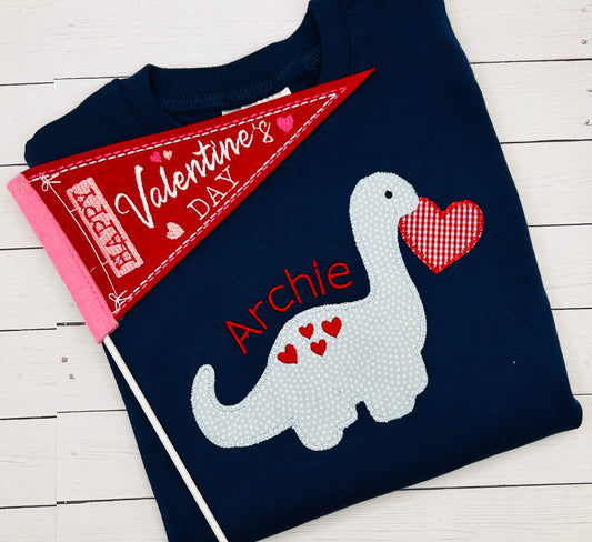 Valentine dinosaur with hearts