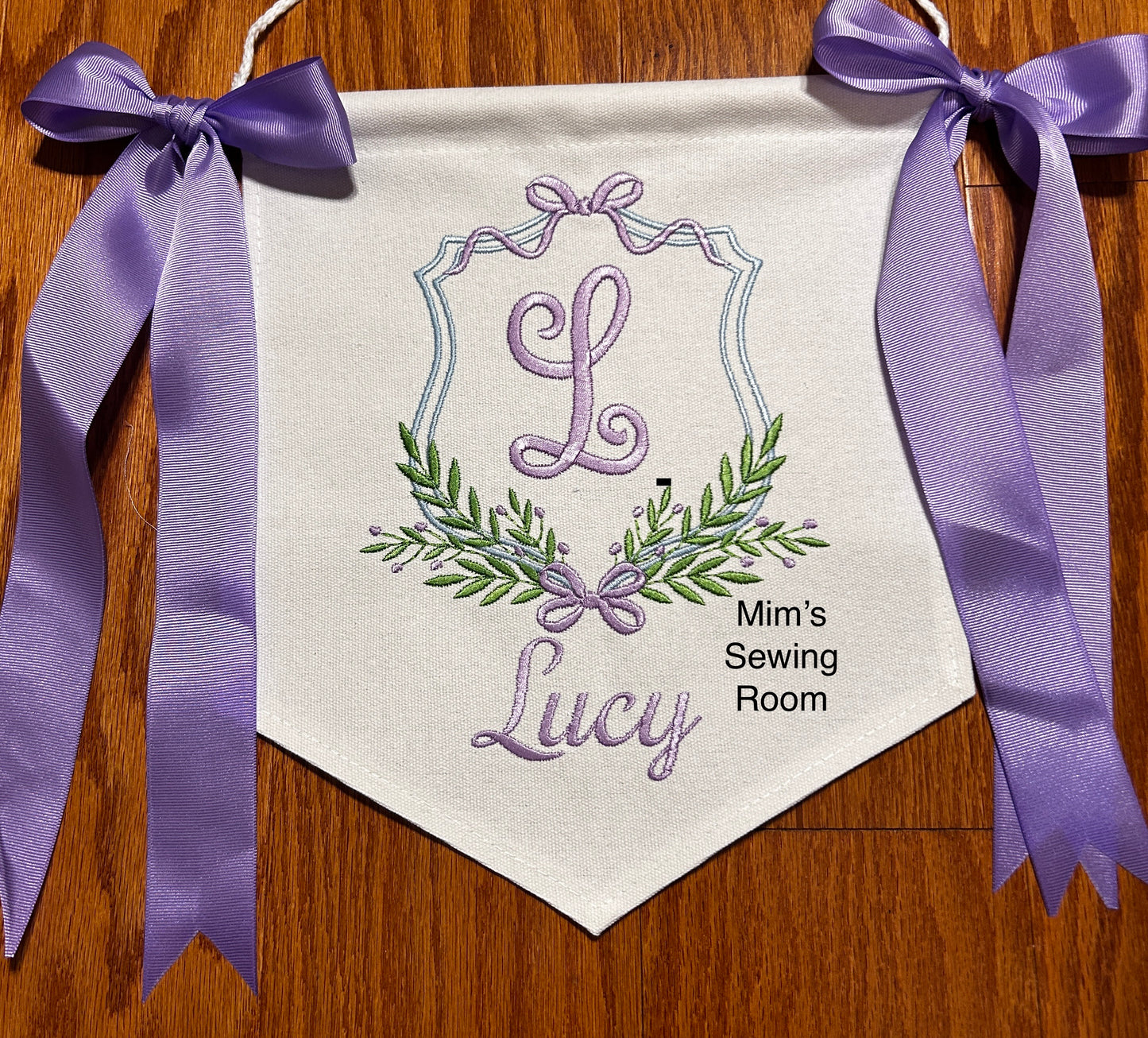 Girl door banner with bows and monogram