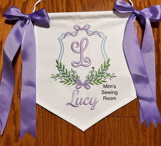 Girl door banner with bows and monogram