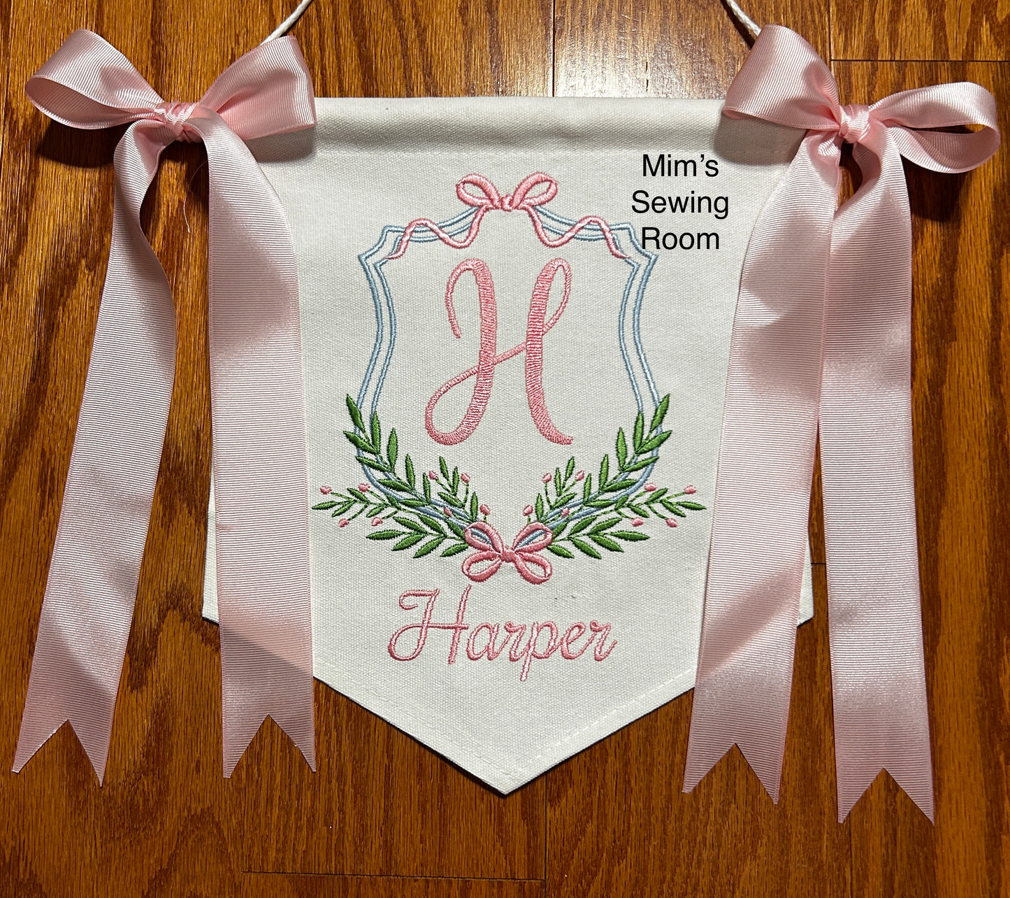 Girl door banner with bows and monogram