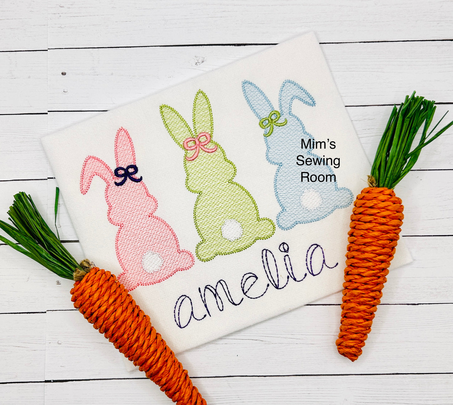 3 bunny sketch with bows