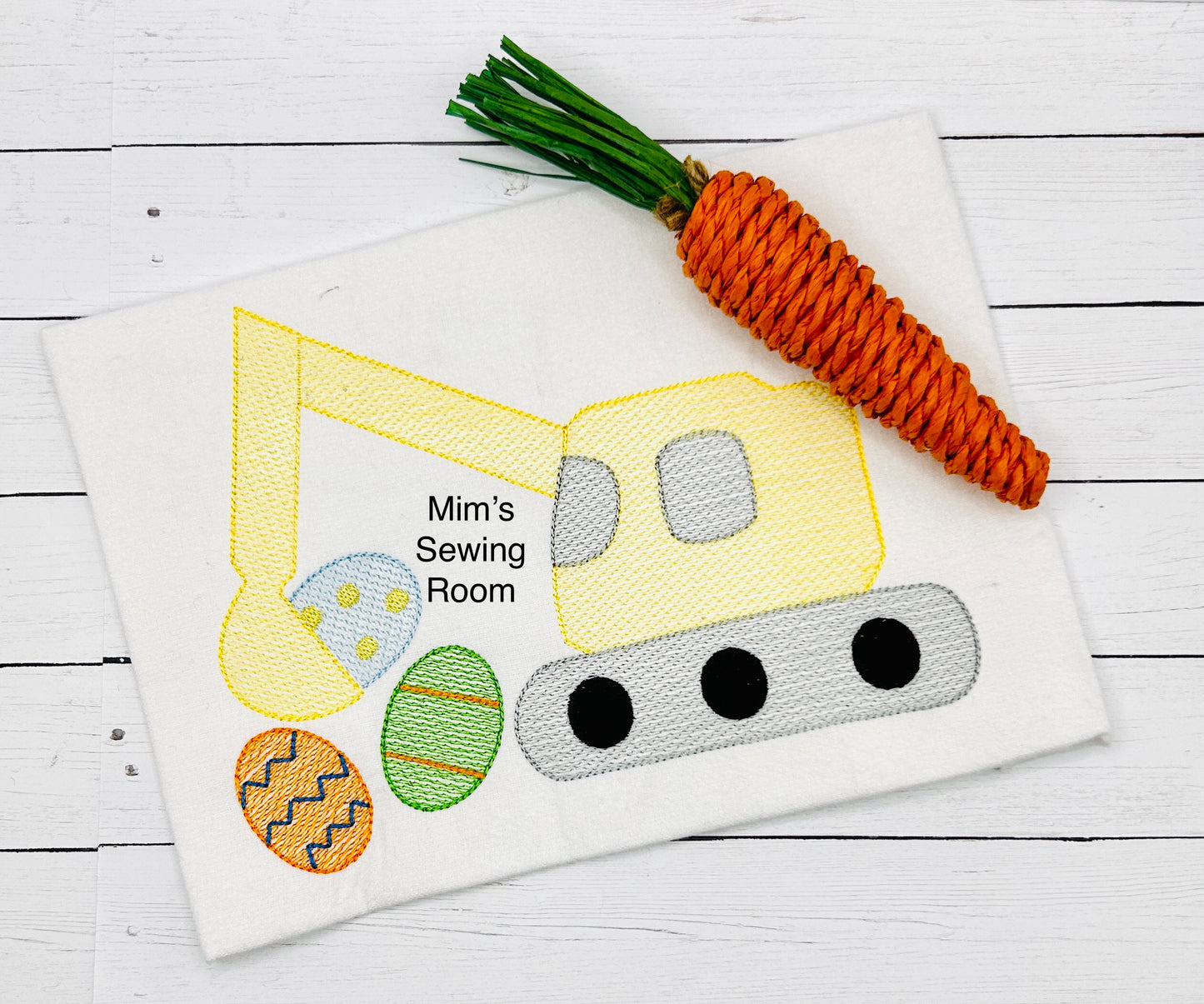 Construction digger with eggs