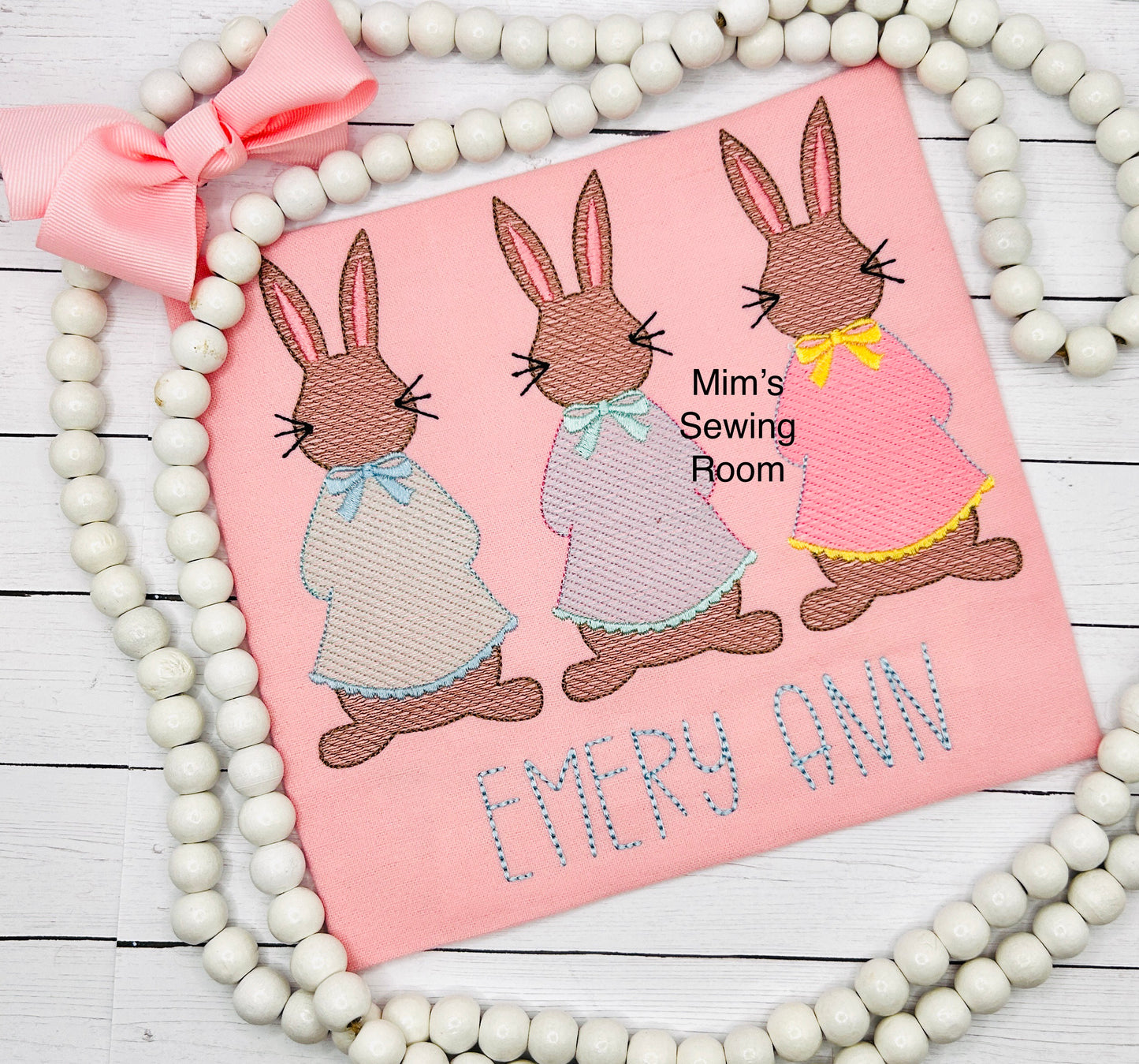 Mrs Cottontail with neck bows