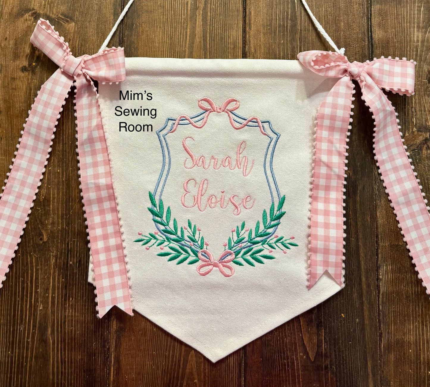 Girl door banner with bows and monogram