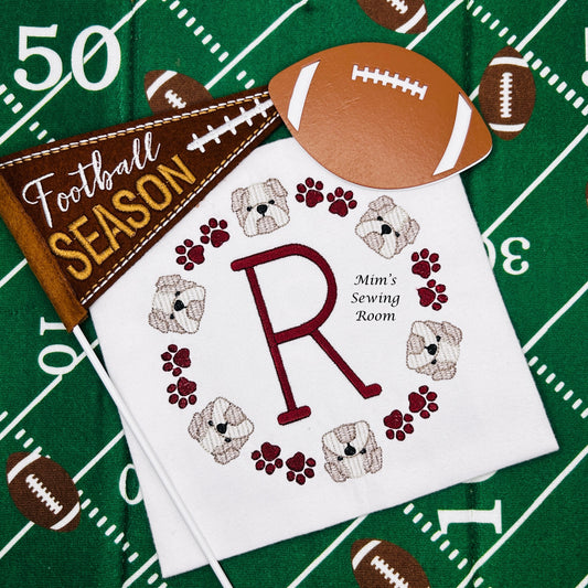 Bulldog Monogram Frame with single initial