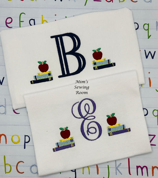 Back to school single monogram with mini bookends