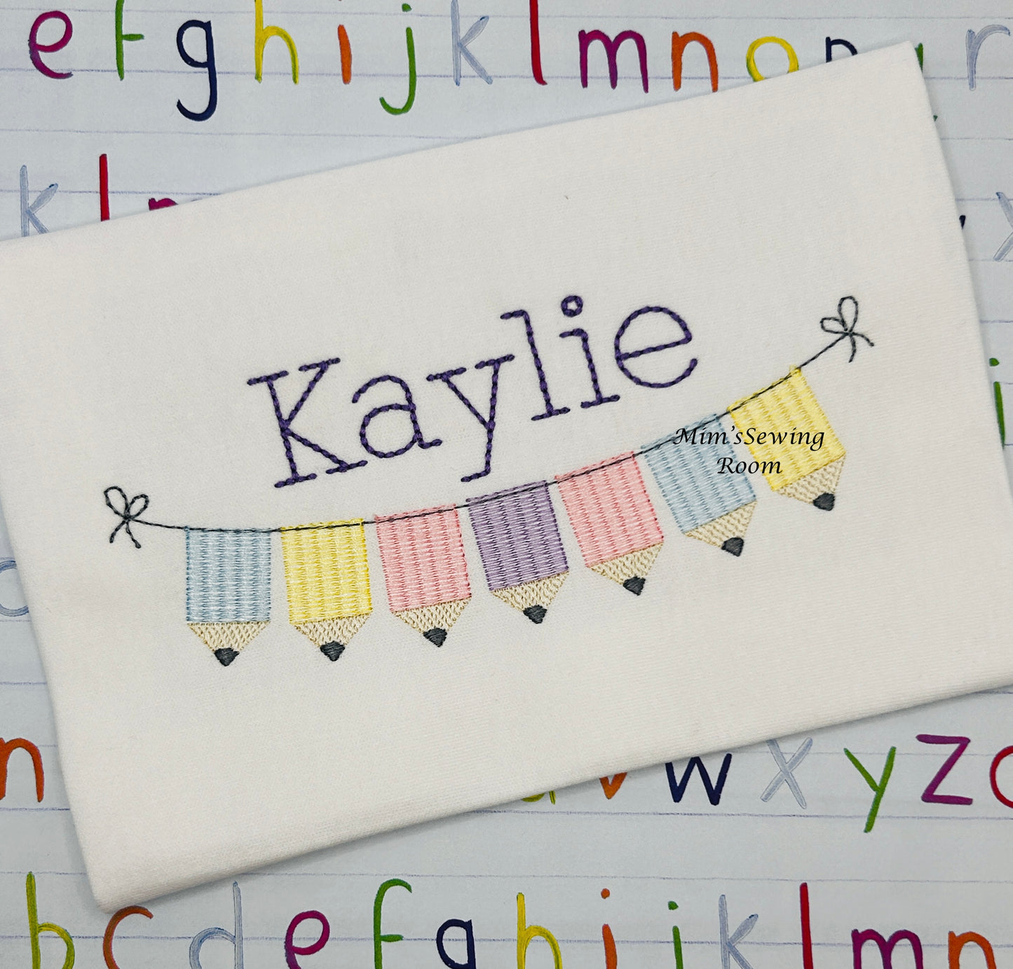 Back to school pastel pencils on a string