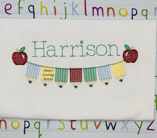 Back to school primary pencils on a string