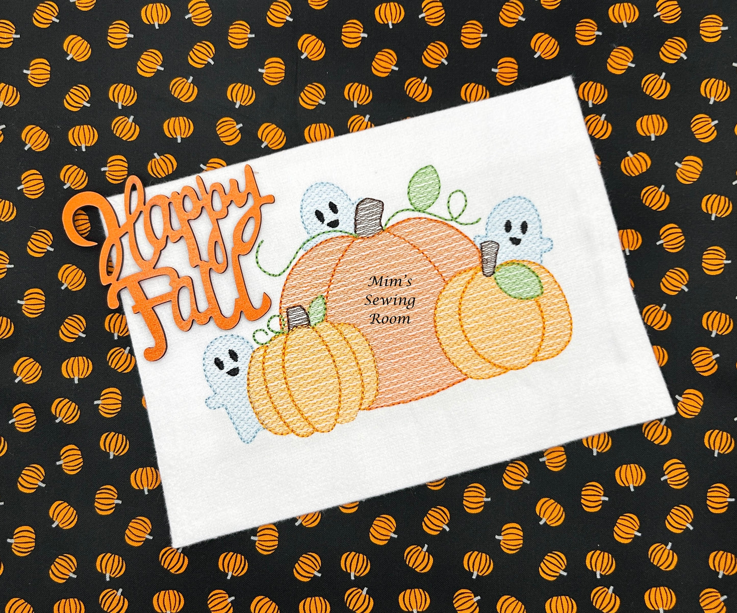 Pumpkins with peeking ghosts