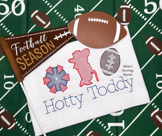 Rebel trio, football, and pompom sketch design