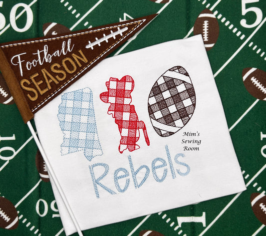 Rebel trio, state and football sketch design