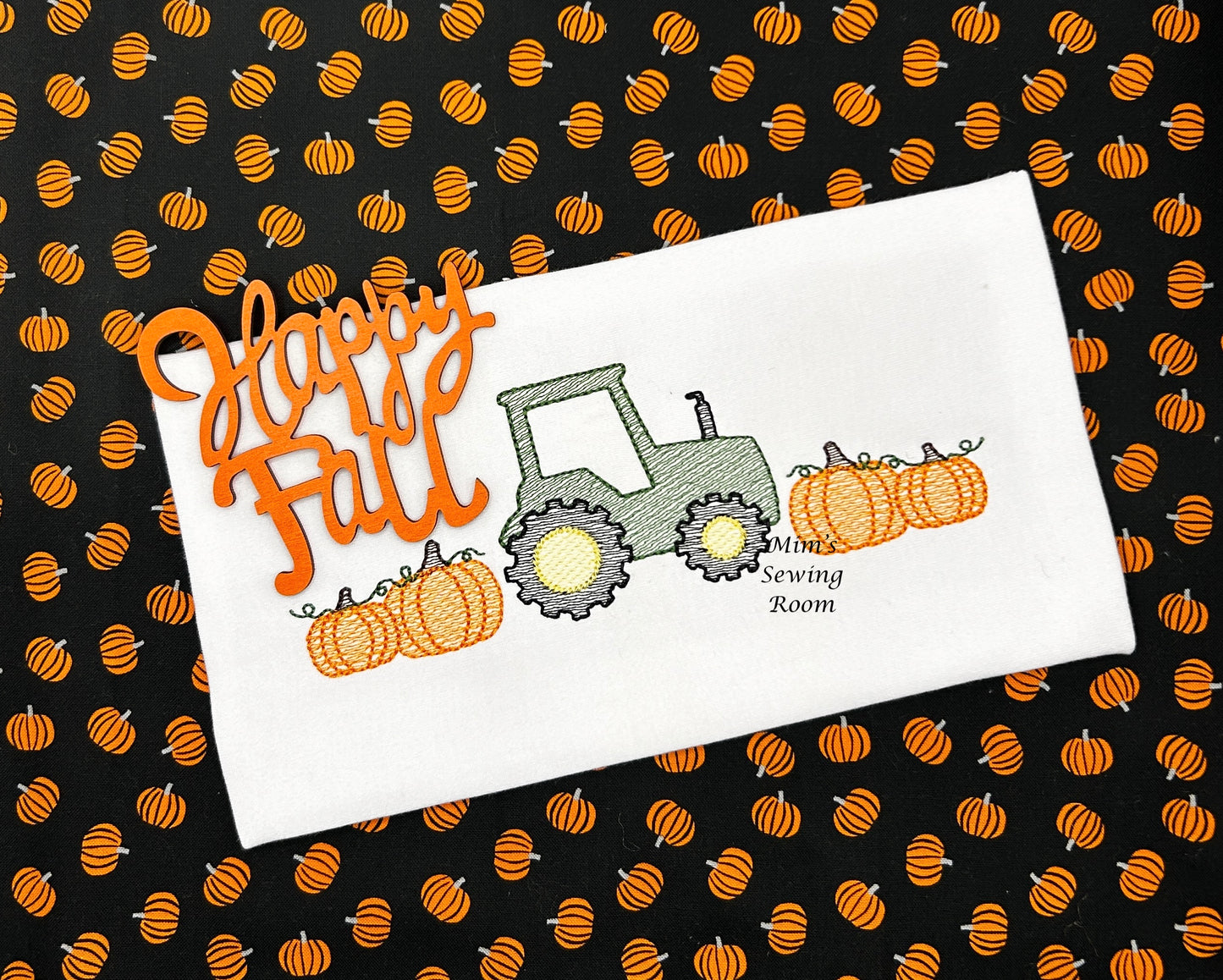 Pumpkins and tractor