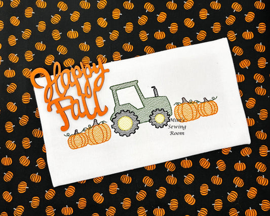 Pumpkins and tractor