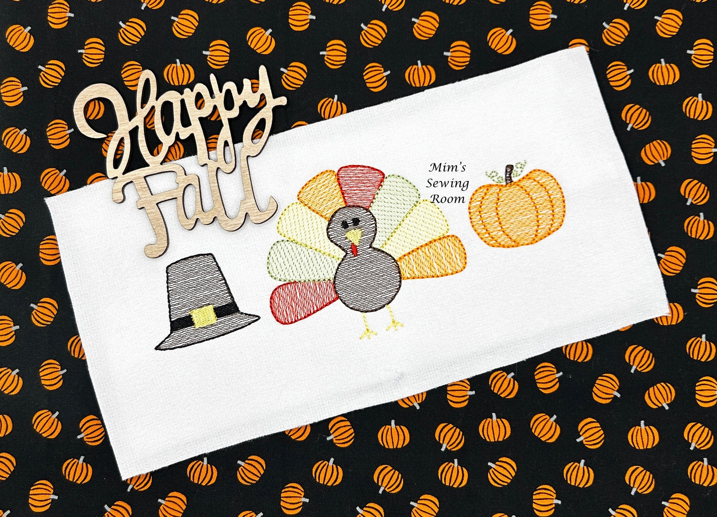 Pilgrim hat, turkey and pumpkin trio