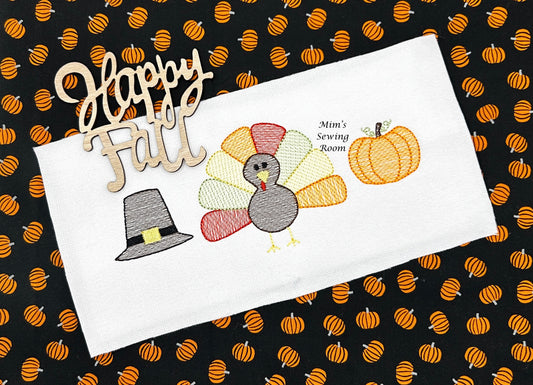 Pilgrim hat, turkey and pumpkin trio