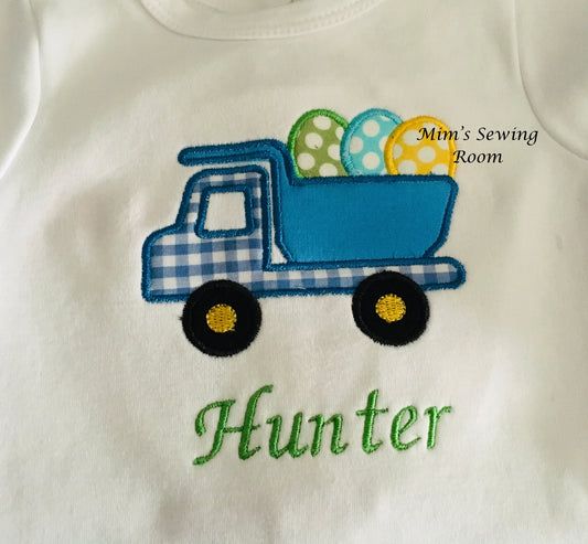 Dump truck with eggs