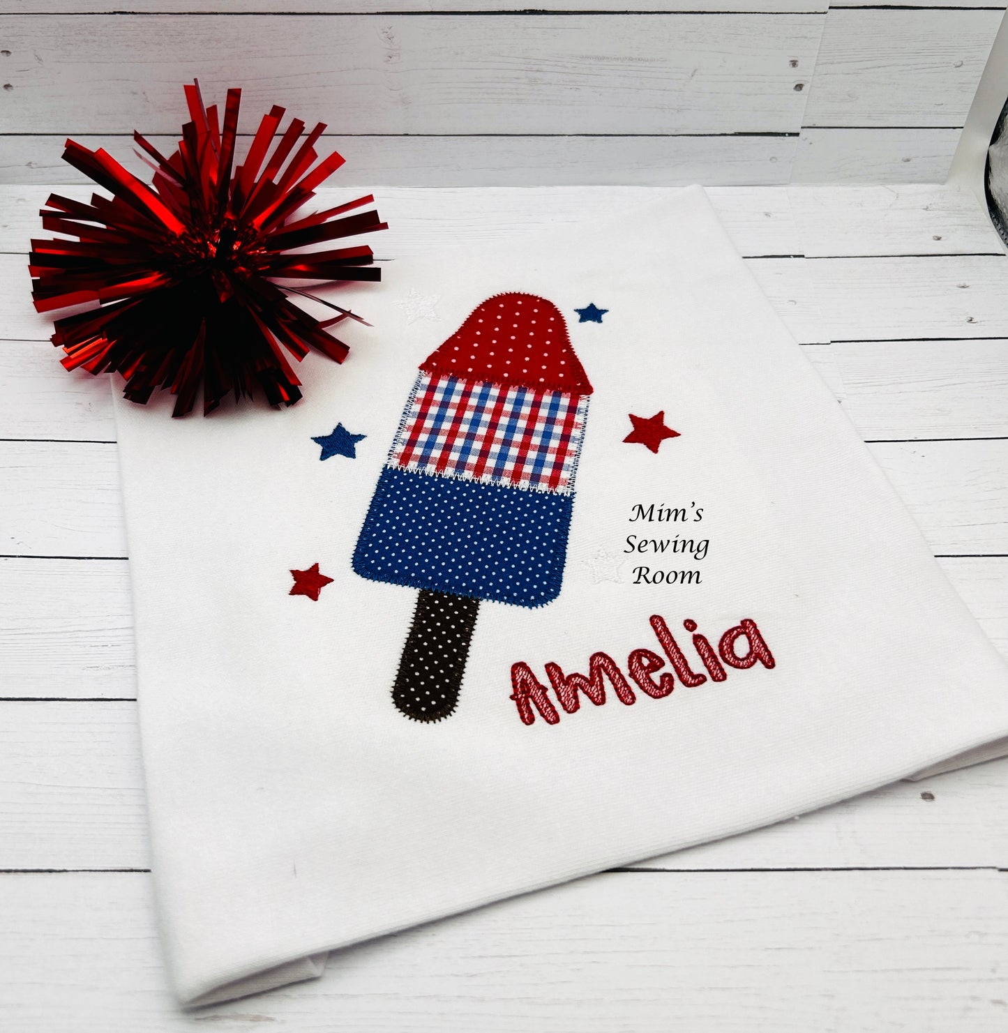 Fourth of July popsicle applique