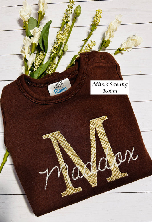 Embroidery single letter with name